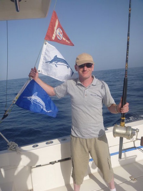 Hooked up - Martin released a White and a Blue Marlin on the boat Cacalier Cavalier & Blue Marlin Sport Fishing Gran Canaria