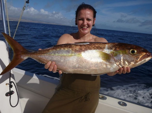 Amberjack caught by Irene Alahuhte from Finland Cavalier & Blue Marlin Sport Fishing Gran Canaria