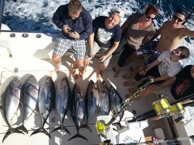 Fantastisk fiskedag med 5 Albacores och 3 Big eye tonfisk Cavalier & Blue Marlin Sport Fishing Gran Canaria