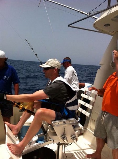 Hooked-up - Jos van Loo fighting a big eye tuna Cavalier & Blue Marlin Sport Fishing Gran Canaria