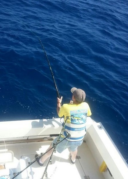 Stand-up - Martin is fighting his Spear fish on the Cavalier Cavalier & Blue Marlin Sport Fishing Gran Canaria