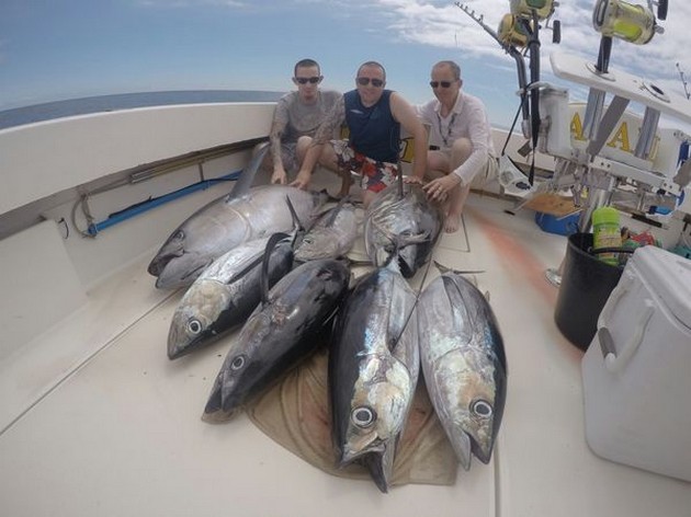 Well done - Barry Rudge and his 2 sons Adam & Dan.on the boat Cavalier Cavalier & Blue Marlin Sport Fishing Gran Canaria