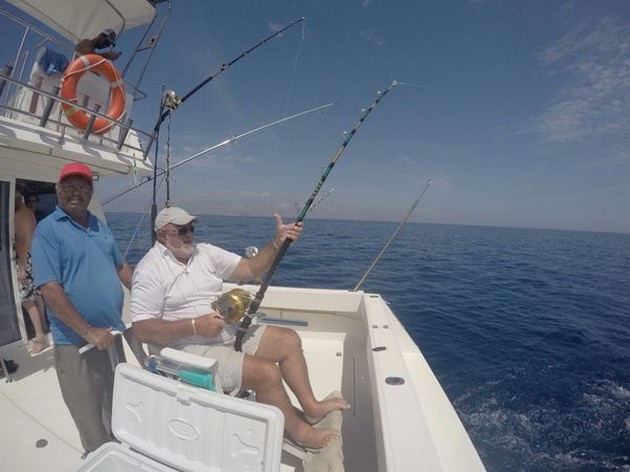 Hooked up - Johan from Holland fighting a Wahoo Cavalier & Blue Marlin Sport Fishing Gran Canaria