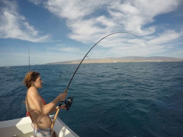 Hooked Up - Alice Bech from Italy hooked up with an Atlantic Bonito Cavalier & Blue Marlin Sport Fishing Gran Canaria