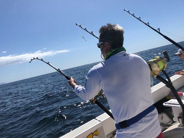 Hooked Up - Andrew Griffiths is fighting a Bluefin on 50lbs Cavalier & Blue Marlin Sport Fishing Gran Canaria