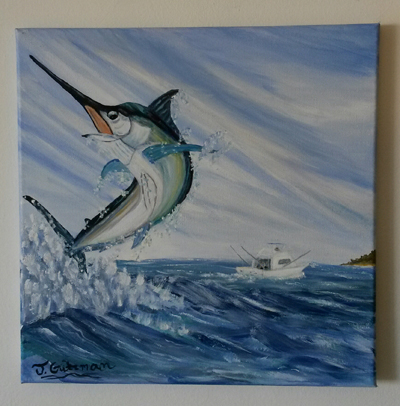 Blue Marlin painting Cavalier & Blue Marlin Sport Fishing Gran Canaria