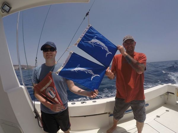 Doppelschlag White Marlin auf dem Boot Cavalier Cavalier & Blue Marlin Sport Fishing Gran Canaria