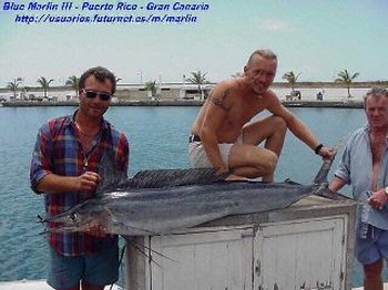 spjutfisk - dog bakom båten Cavalier & Blue Marlin Sport Fishing Gran Canaria
