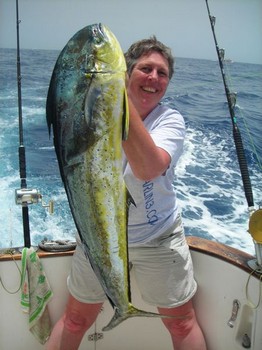 10/07 dorado - 29 lb Dorado caught by Petra van Ieperen Cavalier & Blue Marlin Sport Fishing Gran Canaria