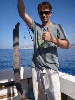 Brown Moray eel caught on the Cavalier Cavalier & Blue Marlin Sport Fishing Gran Canaria