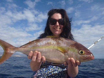 Amberjack - Marie Fraser from England with her Amberjack Cavalier & Blue Marlin Sport Fishing Gran Canaria