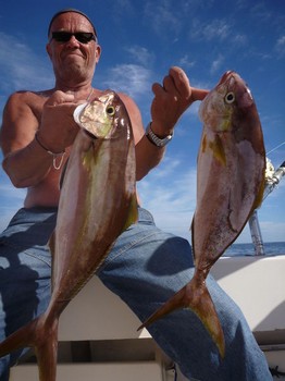 2 Amberjacks caught on the boat Cavalier Cavalier & Blue Marlin Sport Fishing Gran Canaria