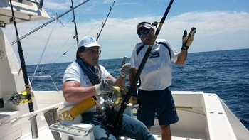 Hooked up - Michael Ritter is fighting with his 400 pounds bluefin tuna Cavalier & Blue Marlin Sport Fishing Gran Canaria