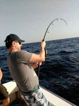 Hooked Up - Langvik Tronk from Norway hooked up. Cavalier & Blue Marlin Sport Fishing Gran Canaria