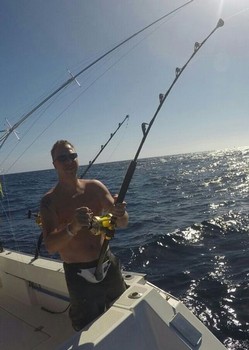 Hooked Up - Erwin Rijkse is fighting his White Marlin Cavalier & Blue Marlin Sport Fishing Gran Canaria