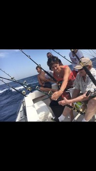 Hooked Up - Koos Groen ( 85 years old) fighting an Albacore Tuna Cavalier & Blue Marlin Sport Fishing Gran Canaria